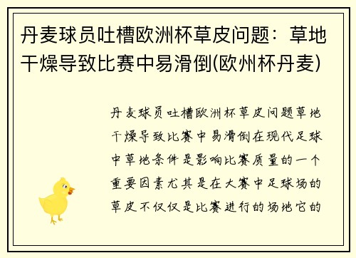 丹麦球员吐槽欧洲杯草皮问题：草地干燥导致比赛中易滑倒(欧州杯丹麦)