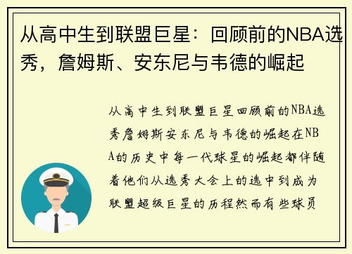 从高中生到联盟巨星：回顾前的NBA选秀，詹姆斯、安东尼与韦德的崛起